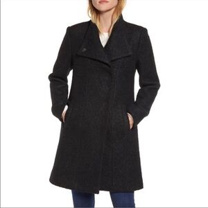 Kenneth Cole Fencer-Collar Wool-Blend Boucle Coat Medium
